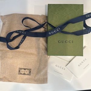 Gucci box, dust bag, ribbon, and booklet for Marmont wallet. AUTHENTIC